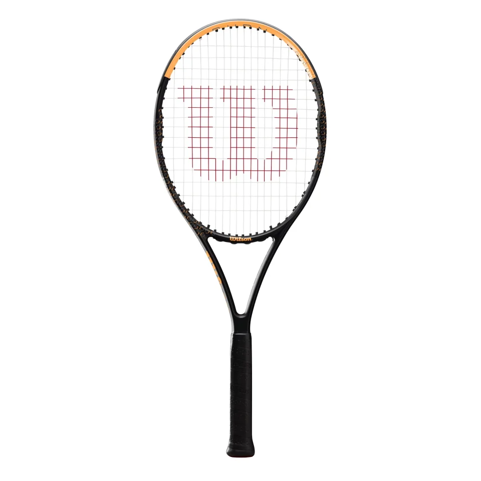 Ceramic Portable Wilson Burn Spin 103 Adult Tennis Racket, Grip Size 1, Black/Orange