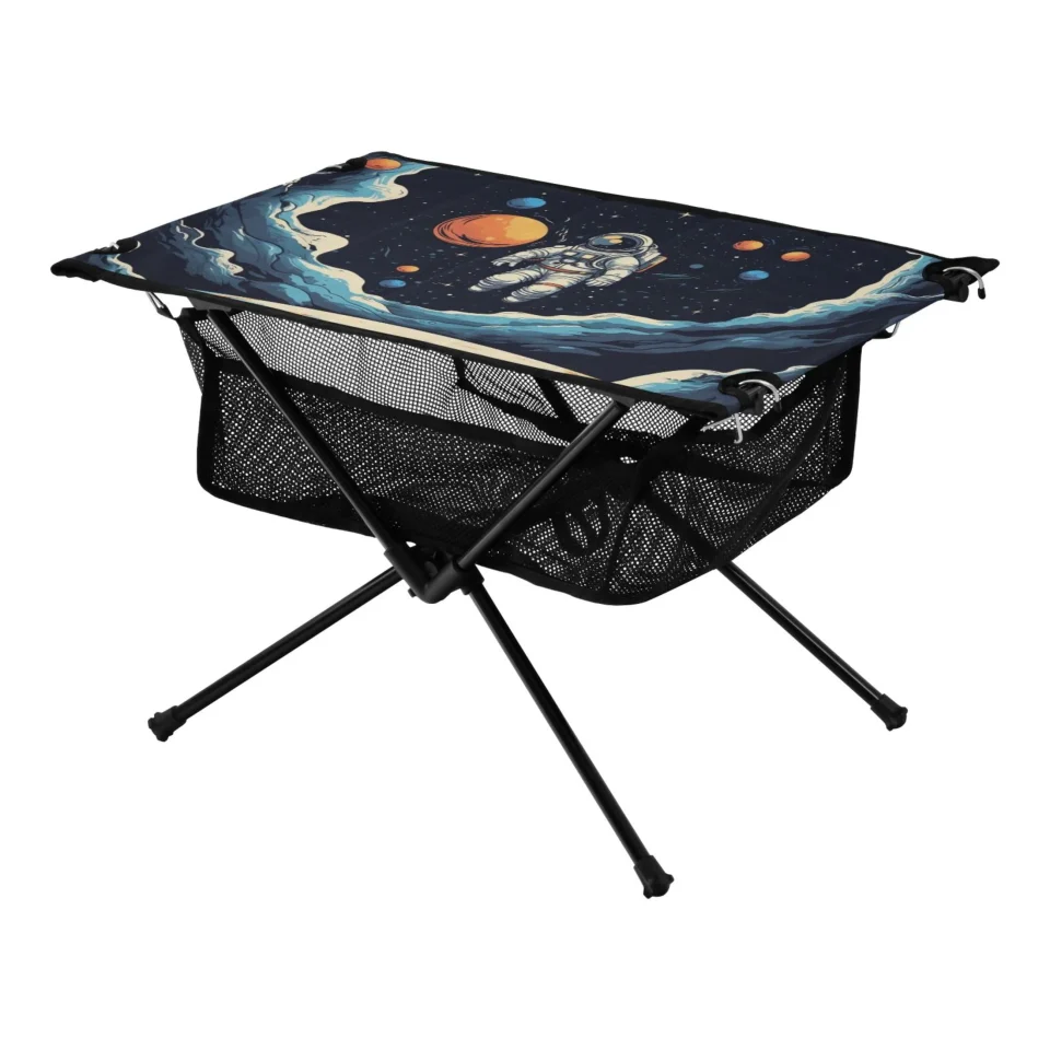 Home Astronaut Space Universe Camping Foldable Portable Table Beach Table with Storage Bag Compact Picnic Table for Outdoor Hiking Fishing BBQ