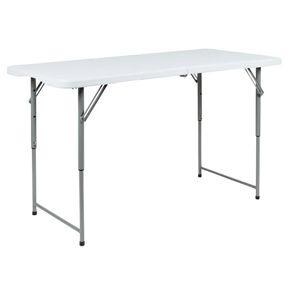 Essential Flash Furniture Kathryn 4-Foot Height Adjustable Bi-Fold Granite White Plastic Folding Table