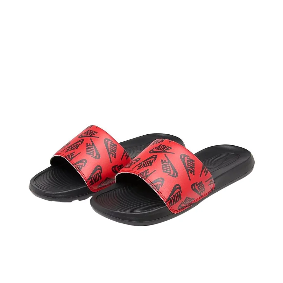 Lightweight Versatile Men's Nike Victori One Slide Print University Red/Black-Black (CN9678 601) - 9
