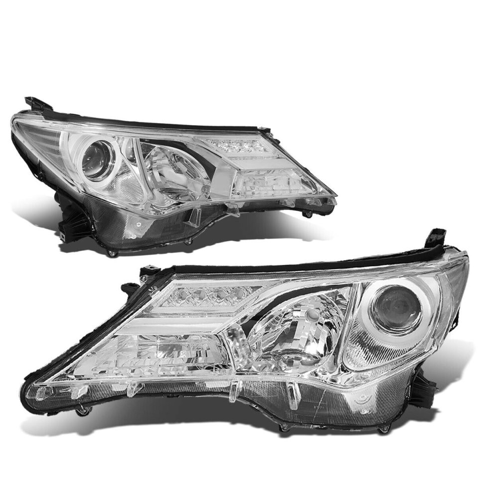 Pure Multi-Purpose 2013-2015 Toyota RAV4 Pair Chrome Housing Clear Corner Projector Headlight