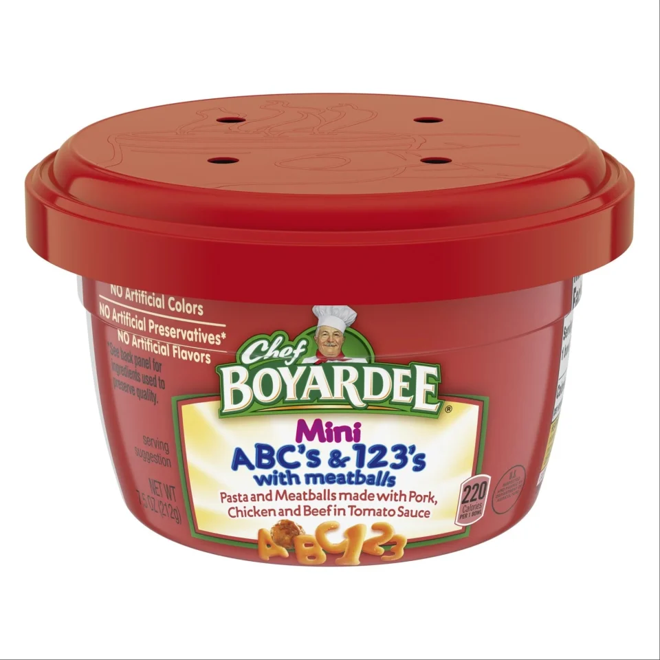 Clear Chef Boyardee Mini Abc,S And 123,S With Meatballs, Microwave Food, 7.5 Oz Microwavable Bowl (12 Bowls)