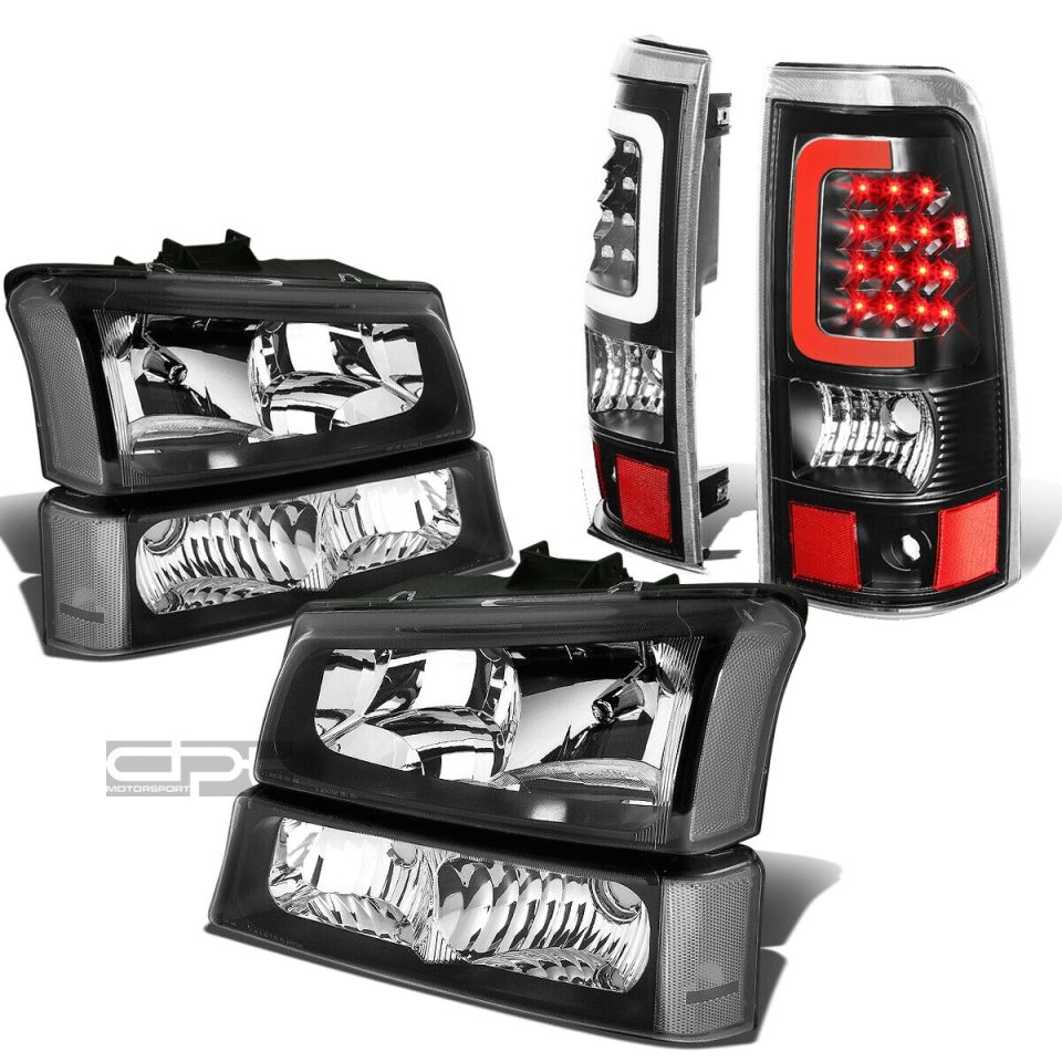 BPA-Free Non-Toxic 03-07 SILVERADO BLACK HEADLIGHT+CLEA