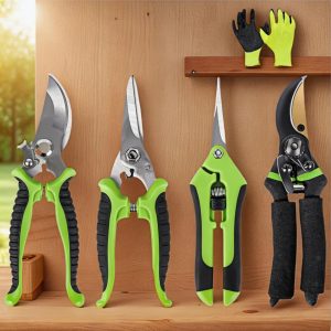 Frosted Lightweight AudcaLight Garden Pruning Tool. 4-Pack Bypass Pruning Shears. Titanium Steel Blade. With Gardening Gloves. Shears Stainless