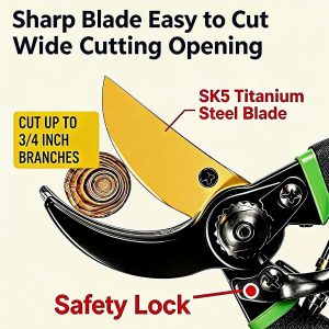 Frosted Lightweight AudcaLight Garden Pruning Tool. 4-Pack Bypass Pruning Shears. Titanium Steel Blade. With Gardening Gloves. Shears Stainless