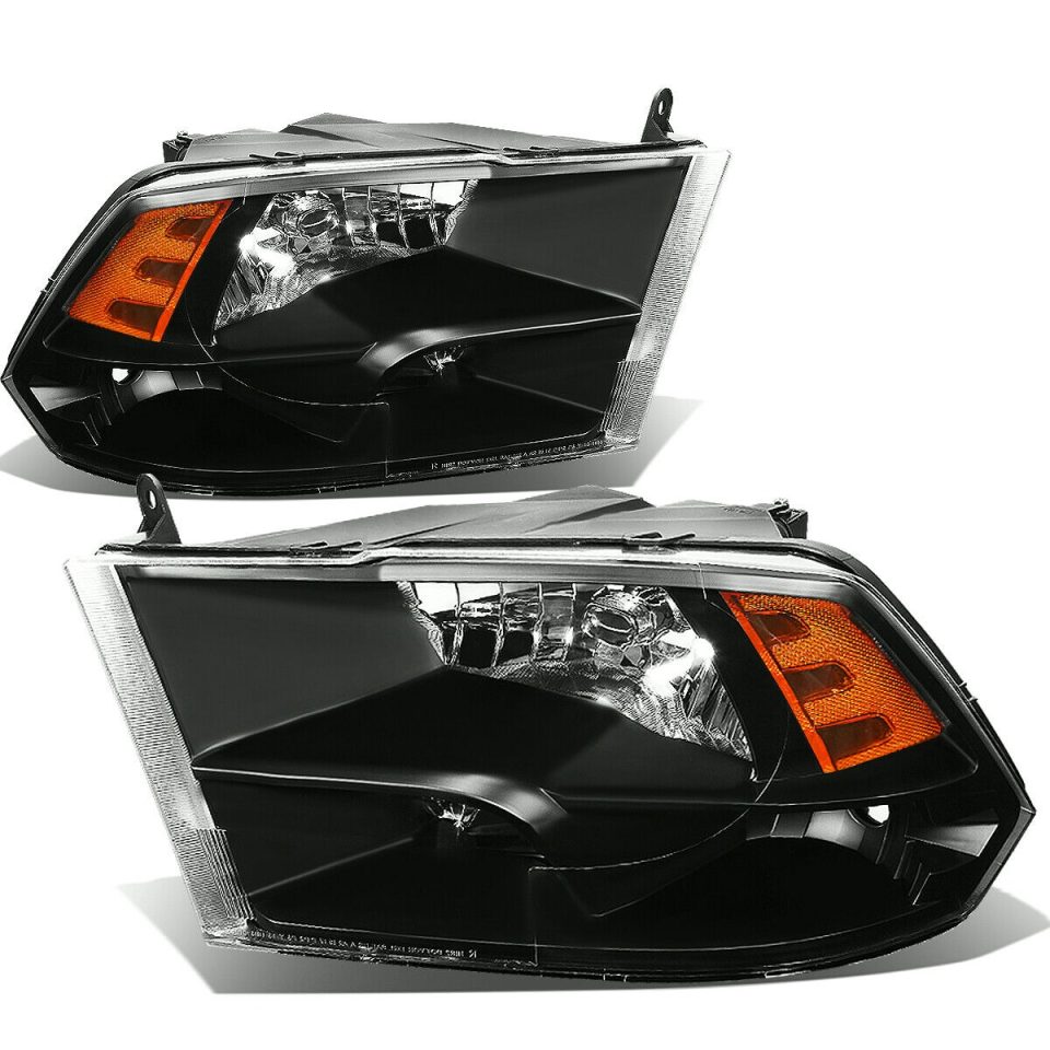 Frosted 2009-2018 Dodge Ram Black Housing Amber Corner Quad Headlight Signal Lamps