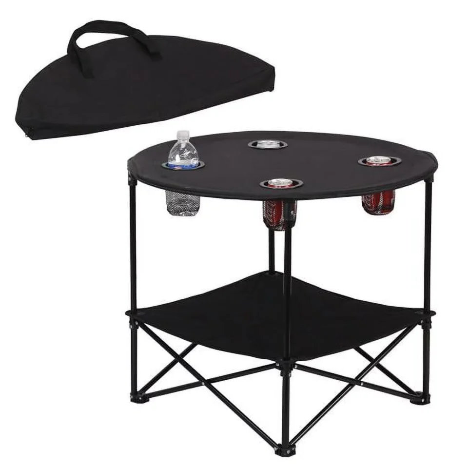 Popular 2-Tier Folding Table, Black