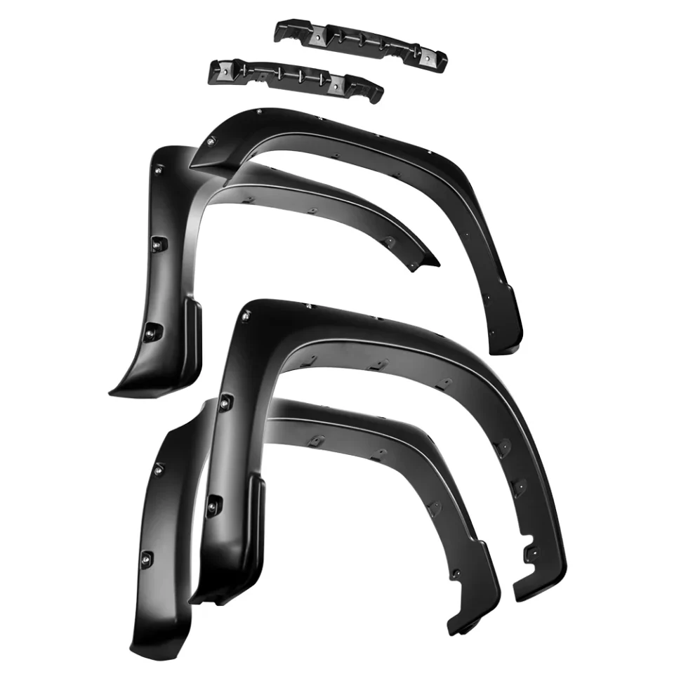Stainless Steel Matte Tyger Auto Fender Flares Compatible with 2014-2021 Toyota Tundra, Smooth Textured Paintable Bolt-Riveted Style 4pc | TG-FF8T4178