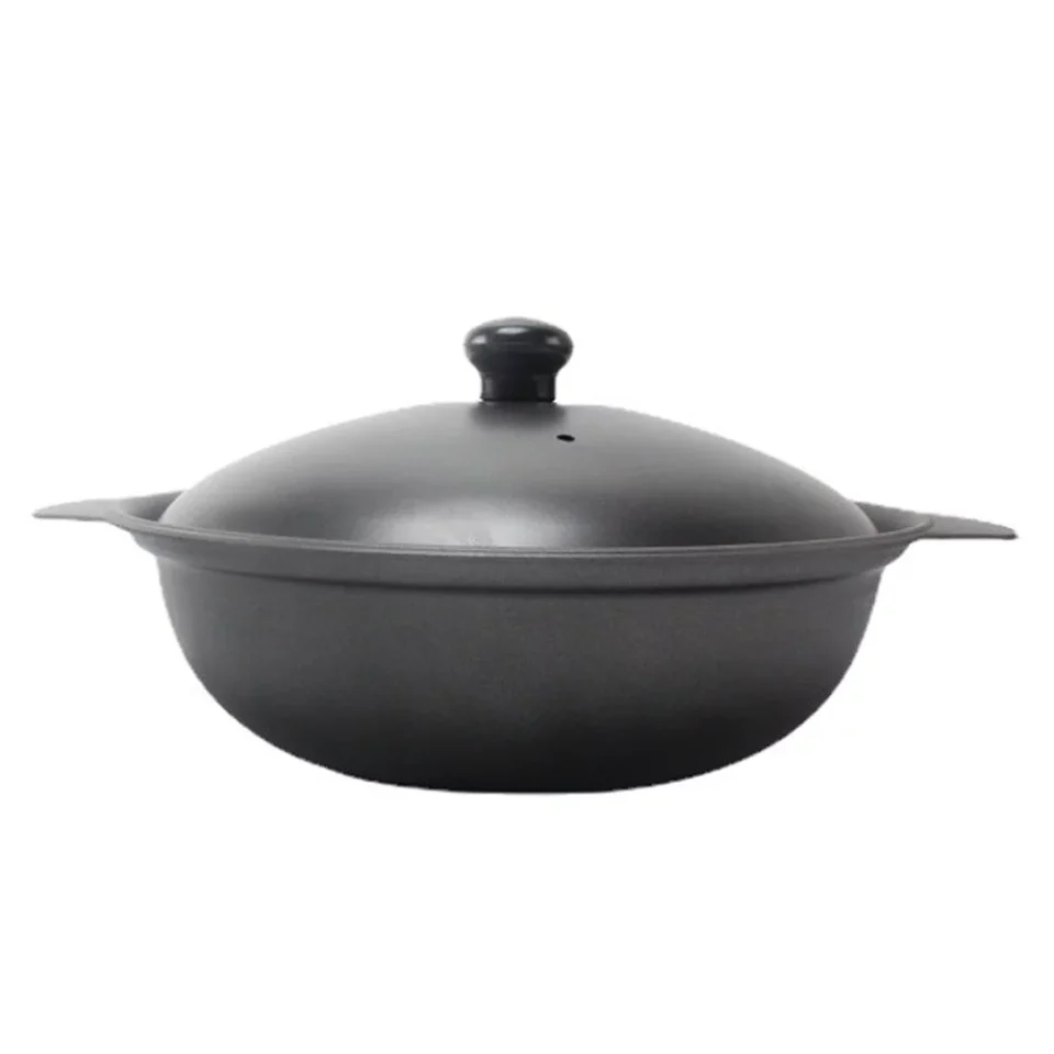 Storage 1 Pc Strong Cast Iron Casserole Yellow Stewed Chicken Rice Pot With Lid