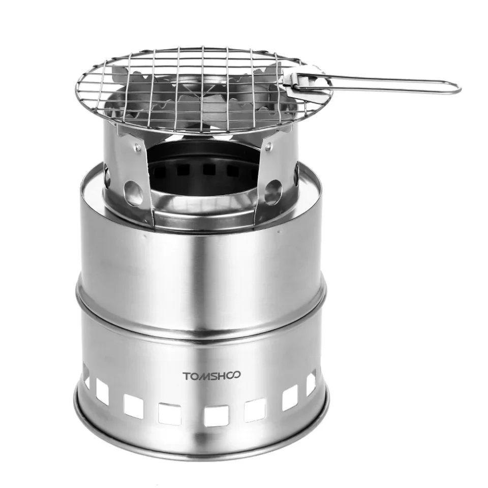 Supreme Frosted OWSOO Portable Folding Windproof Wood Burning Compact Stainless Steel Outdoor Camping Hiking Backpacking Picnic BBQ