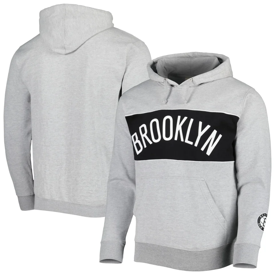 Prime Gift-Ready Men's Fanatics Branded Heather Gray Brooklyn Nets Wordmark French Terry Pullover Hoodie