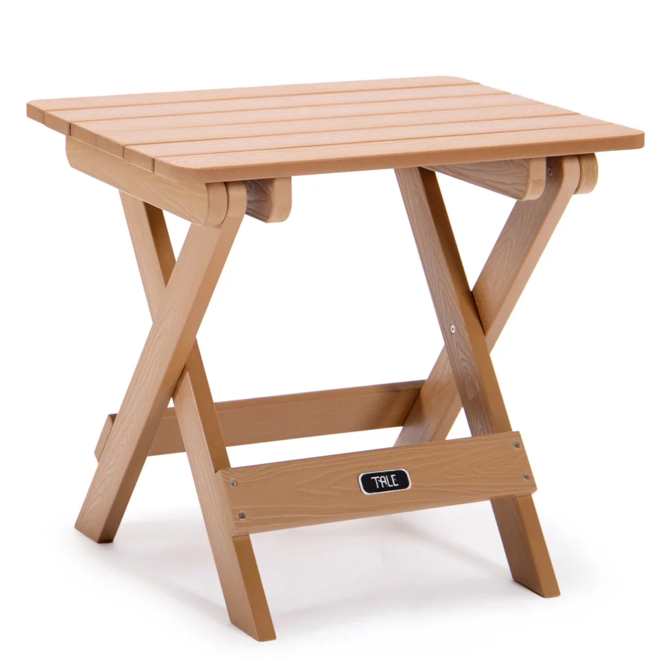 Upgraded TALE Adirondack Portable Folding Side Table Square All-Weather and Fade-Resistant Plastic Wood Table Perfect for Outdoor Garden, Beach, Camping, Picnics Brown