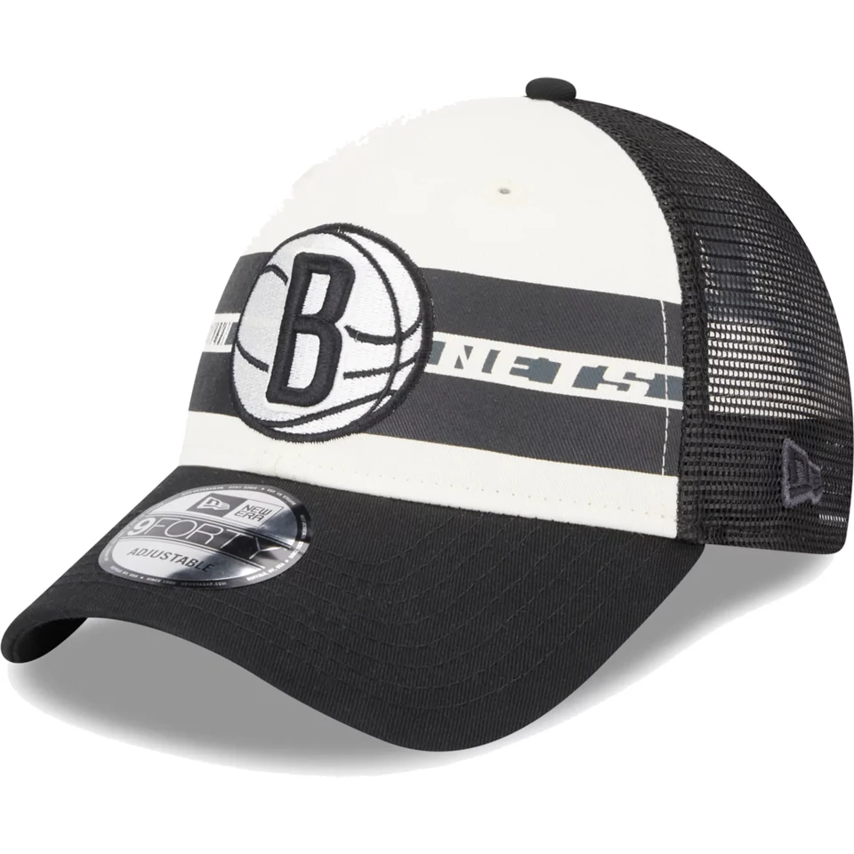 Lightweight Kitchen Men's New Era Brooklyn Nets Black Stripes 9FORTY Trucker Snapback Hat - OSFA