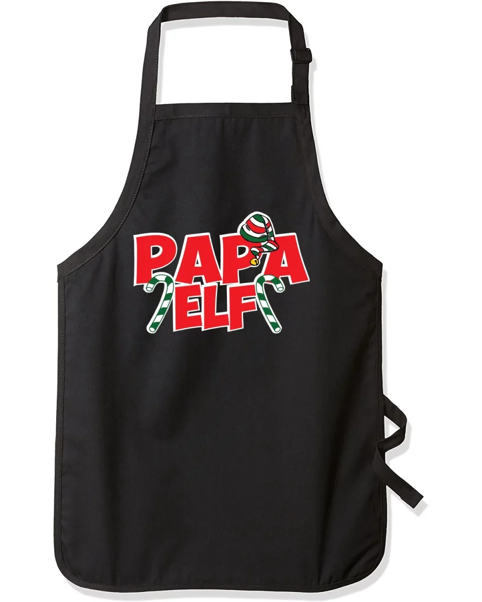 Natural Portable Papa Elf Christmas Ugly Christmas Graphic Apron, Black, One Size