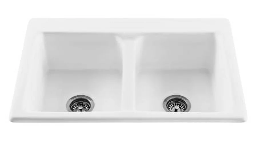 BPA-Free Reliance Whirlpools MTKS30-B Endurance Double Bowl Kitchen Sink, Biscuit Finish