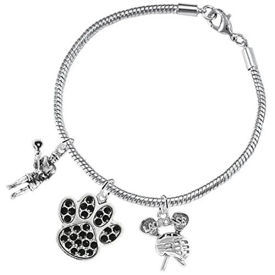 Healthy Lacrosse Jewelry, Black Crystal Paw Jewelry, &copy;2015 Hypoallergenic Safe-Nickel, Lead And Cadmium Free!