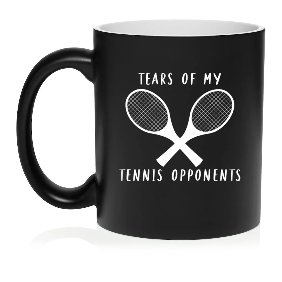 Cast Iron Thickened Tears Of My Tennis Opponents Funny Ceramic Coffee Mug Tea Cup Gift for Her, Him, Friend, Coworker, Wife, Husband (11oz Matte Black)