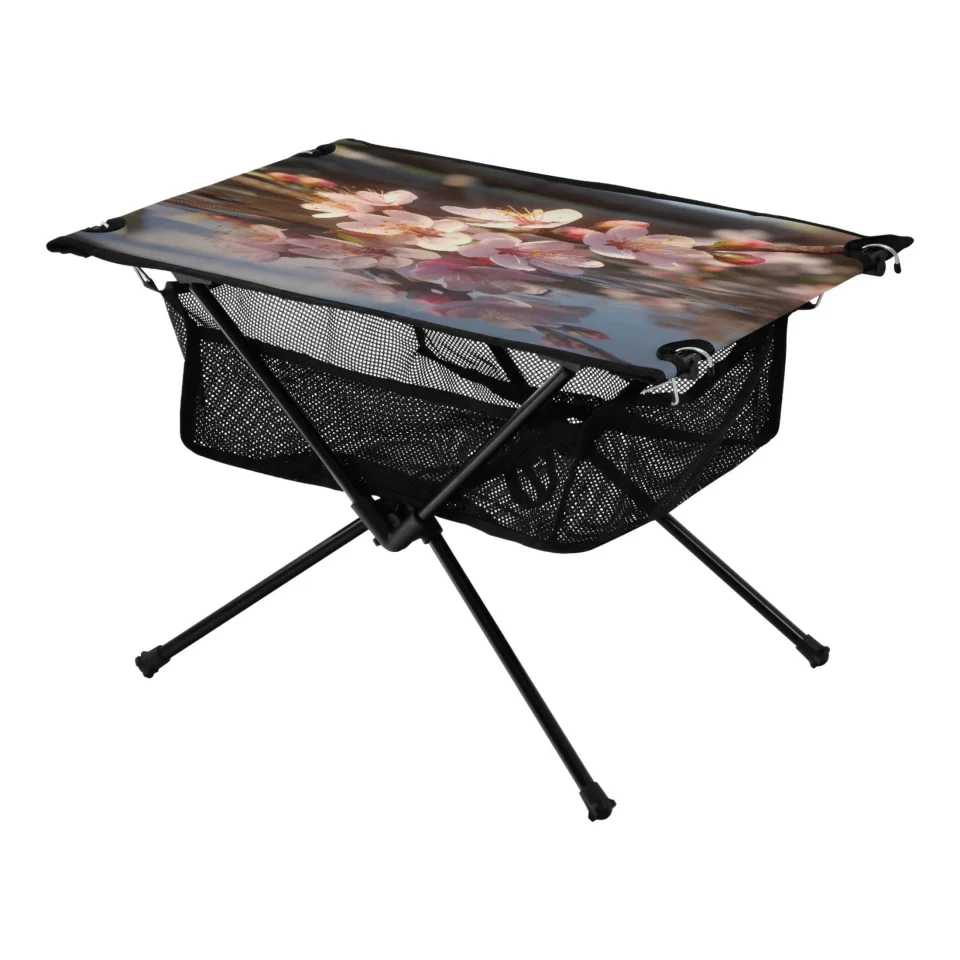 Top-Rated Cherry Flowers Bollosom Camping Folding Table Portable Beach Table with Storage Bag Compact Picnic Table for Outdoor Travel Fishing BBQ